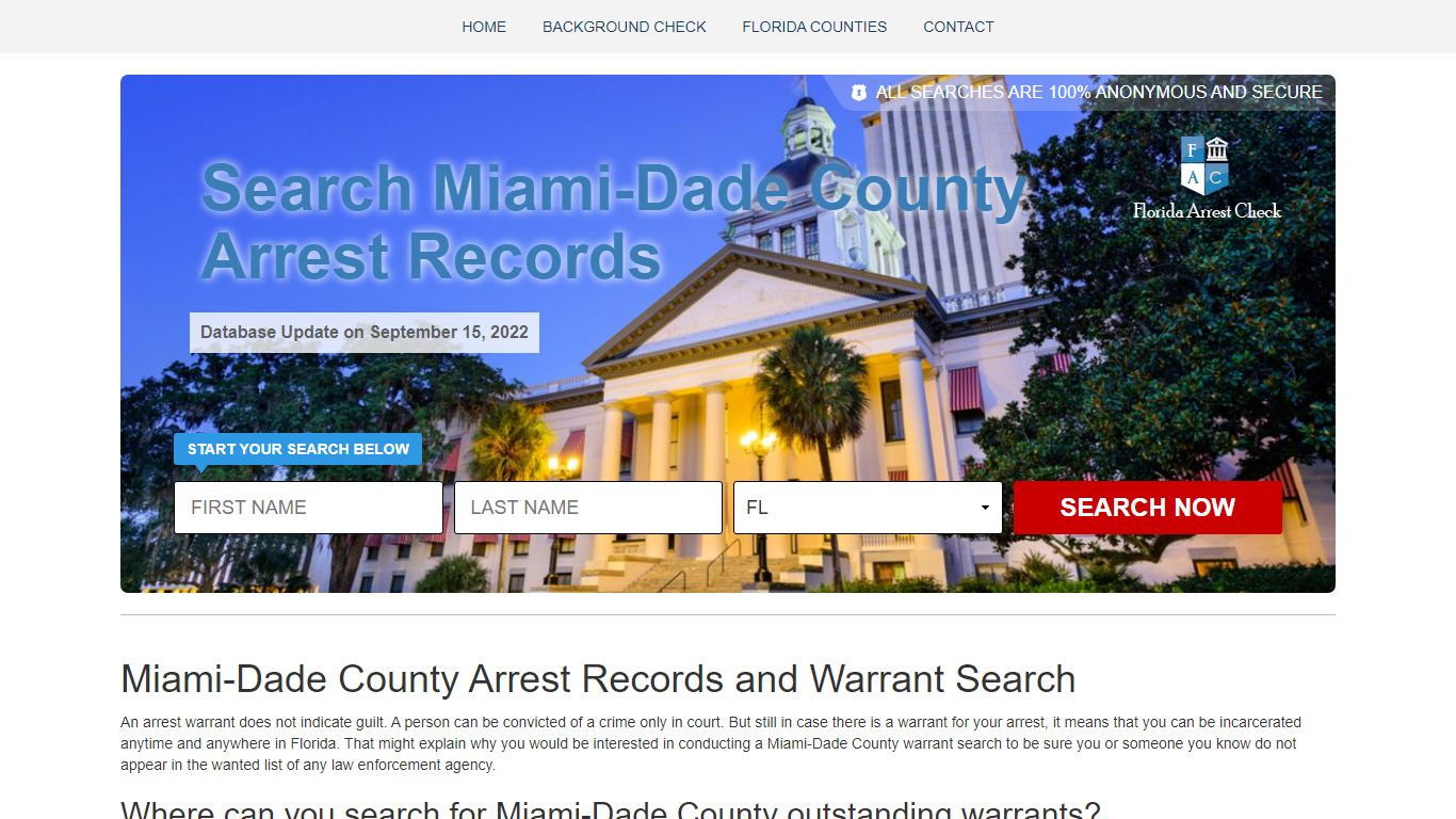 Miami-Dade County Arrest Records and Warrant Search